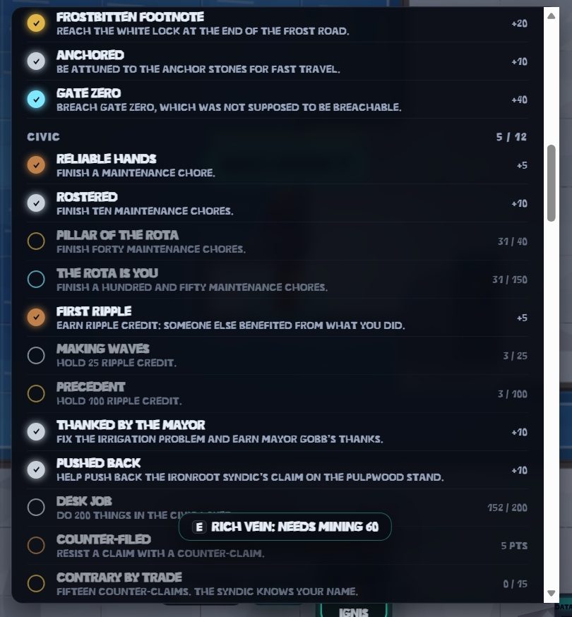 Download screenshot: Achievements list